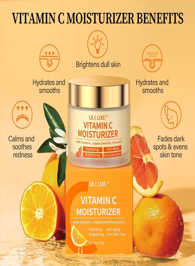 ulluxe Vitamin C Face Moisturizer, Brightening & Anti-aging Face Cream with Turmeric for Dark Spots, Wrinkles & Uneven Tone, Glowing Skin Care Hydrating with Niacinamide & Squalane for All Skin Types, 2.3 Oz - Image 2